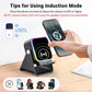 Wireless Induction Speaker 5-in-1 Bluetooth Speaker with Phone Stand,Stereo Sound, 3500mAh Rechargeable, 8 RGB Ambient Light, 360° Adjustable Holder for iPhone/Android/iPad