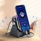 Wireless Induction Speaker 5-in-1 Bluetooth Speaker with Phone Stand,Stereo Sound, 3500mAh Rechargeable, 8 RGB Ambient Light, 360° Adjustable Holder for iPhone/Android/iPad