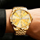 ⏳🔥LIMITED-TIME 50% OFF! Men's Diamond-Studded Crystal Mirror-Finish Gold Steel Strap Watch