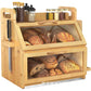 Acehome 2-Tier Bamboo Bread Box for Kitchen Counter