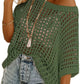 🏆LAST DAY SALE 50% OFF🔥Womens Summer Scoop Neck ShortSleeve Sweater Casual Crochet Hollow Out Knit Top