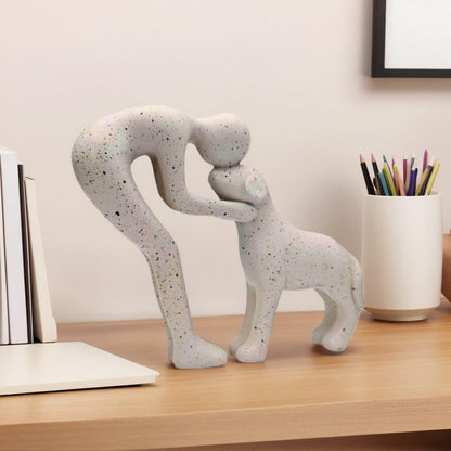 🐕🧑 Man & Dog Sculptural Art Piece – 50% OFF! Unique figurine, warm & affectionate, perfect for office, living room & bedroom. 🔥🏠