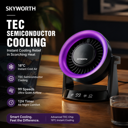 ❄️ HIGH-SPEED DESKTOP FAN WITH TEC COOLING — Instant Thermoelectric Chill | Adjustable Speeds | Portable Design 🌬️