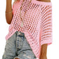 🏆LAST DAY SALE 50% OFF🔥Womens Summer Scoop Neck ShortSleeve Sweater Casual Crochet Hollow Out Knit Top