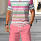 🔥Men's Short Sleeve Casual Set, Summer Beach Fashion Sport Wear, Plaid Pattern, Slim-Fitting, Above the Knee