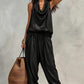 🏆LAST DAY SALE 50% OFF🔥Elegant Aesthetic Women's Two-Piece Set Outfit, Sleeveless Backless Top with Pleated Neckline, Casual Pants, New Arrival Fashion Wear