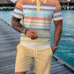 🔥Men's Short Sleeve Casual Set, Summer Beach Fashion Sport Wear, Plaid Pattern, Slim-Fitting, Above the Knee