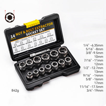 🔧 50% OFF NOW! ⚙️ Damaged Screw & Bolt Extractor Set – 14-piece, chrome moly steel – No drilling needed – perfect for rounded or stripped bolts 🔩🛠️✨