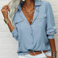 🏆LAST DAY SALE 50% OFF🔥Women's Solid Lapel Long Sleeves Button-Down Shirt