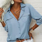 🏆LAST DAY SALE 50% OFF🔥Women's Solid Lapel Long Sleeves Button-Down Shirt