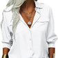 🏆LAST DAY SALE 50% OFF🔥Women's Solid Lapel Long Sleeves Button-Down Shirt