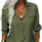 🏆LAST DAY SALE 50% OFF🔥Women's Solid Lapel Long Sleeves Button-Down Shirt
