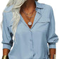 🏆LAST DAY SALE 50% OFF🔥Women's Solid Lapel Long Sleeves Button-Down Shirt