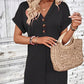 Bestseller – Limited Time Discount! 🔥⏰Women's Fashion Hundred Solid Color Button V Neck Roll Sleeve Dresses