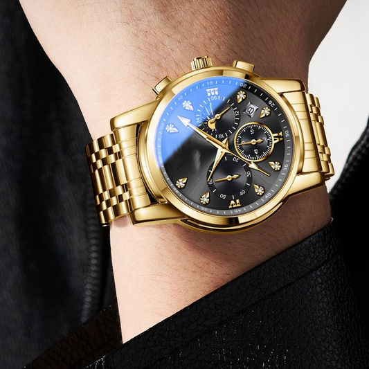 ⌚ 50% OFF! ✨ MEN'S CHRONOGRAPH WATCH - 3 Subdials & Date Display, Water-Resistant with Stainless Steel Strap, Classic Design for Business and Casual Wear 💼🌟