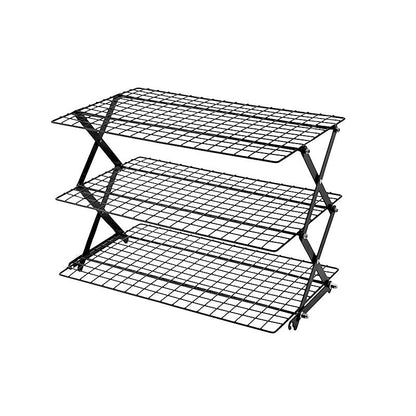 Stackable Folding Metal Storage Rack – 3/4-Level Expandable Organizer – Perfect for Spices, Snacks, and Essentials in Kitchen, RV, or Camping Setup