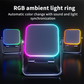 Wireless Induction Speaker 5-in-1 Bluetooth Speaker with Phone Stand,Stereo Sound, 3500mAh Rechargeable, 8 RGB Ambient Light, 360° Adjustable Holder for iPhone/Android/iPad