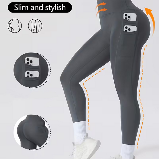✅ Buy 1 Get 1 FREE – High-Waisted Tummy Control Yoga Pants with Pockets