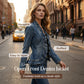 Women's Ruffle Trim Open-Front Denim Jacket