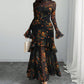 ✨2026 New Arrival 50%OFF🌸Floral Print Sheer Mesh Ruffle Hem Maxi Dress