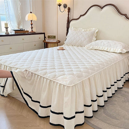 Washed Cotton Ruffle Bed Skirt with Pillow Sham