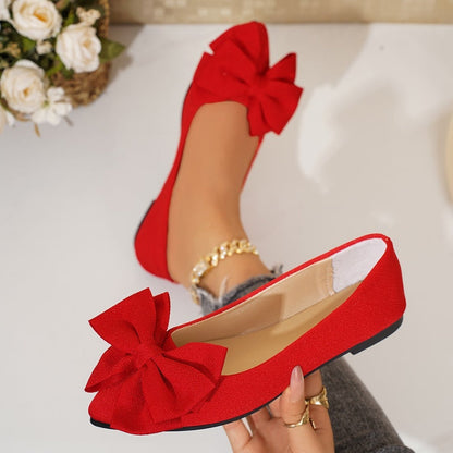 Women's Pointed Toe Bow-Knot Flats