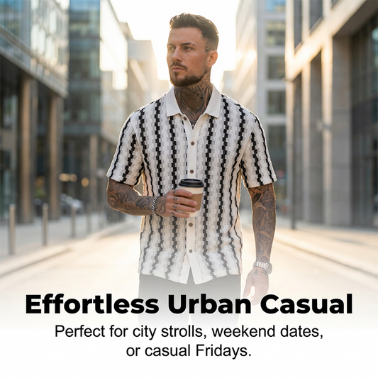 Men's Short Sleeve Retro Geometric Knit Shirt【Buy 2 Get 1 FREE – you get 3! Only 3 days left!】