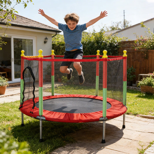 💗LAST DAY SALE 61% OFF⚡4.6ft Kids' Trampoline with Safety Enclosure Net