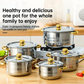 🍳 50% OFF NOW! 🔥 5-Piece Stainless Steel Cookware Set with Glass Lids – Durable, Even Heat Distribution & Elegant Design ✨