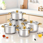 🍳 50% OFF NOW! 🔥 5-Piece Stainless Steel Cookware Set with Glass Lids – Durable, Even Heat Distribution & Elegant Design ✨