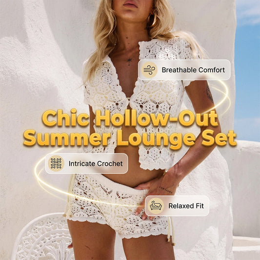 ✅ Buy 2  Get 1 FREE – you get 3!✅  Chic Hollow-Out Summer Crochet Top & Shorts Set