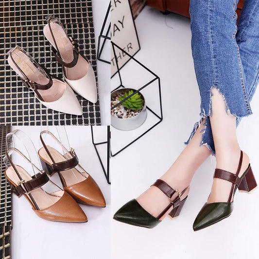 Limited Time Discount 💸Women's Stylish Pointed Toe Chunky High-heel Sandals