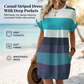 👗 LIMITED-TIME 50% OFF! ✨ Striped Midi Dress 🍀– Pockets, Loose Fit, Vacation, Casual ✨