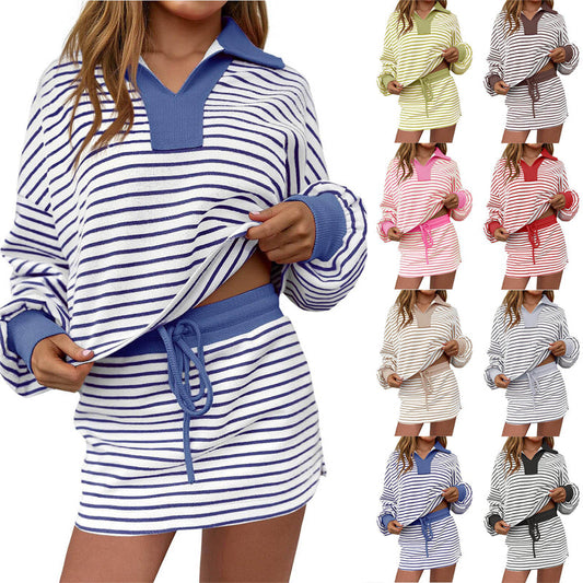 🔥New Arrivals 50% Off🔥Women's Striped Two-Piece Mini Skirt Set