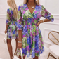 ⏳Limited-time 50% off⏰Women's Floral V-Neck Ruffle Hem A-Line Dress💐👗
