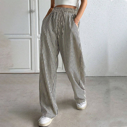 🥳2026 HOT SALE🥳💞50K+ SOLD!💥🎀💫 50% OFF! Striped Wide-Leg Pants – Elastic drawstring waist, no binding. Vertical stripes create slimming effect. Lightweight fabric, all-day comfort. A wardrobe essential. 🛡️🕊️