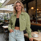 🎁New arrival 50% OFF💥 Women's Solid Cropped Button-Down Jacket