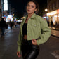 🎁New arrival 50% OFF💥 Women's Solid Cropped Button-Down Jacket