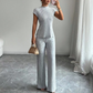 📢📢36% OFF !! ⏰Elegant Mock Neck Top & Wide-Leg Pants 2-Piece Set