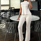 📢📢36% OFF !! ⏰Elegant Mock Neck Top & Wide-Leg Pants 2-Piece Set