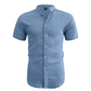 📢📢50% OFF !! ⏰ Men's Summer Stand Collar Short Sleeve Shirt – Breathable Material, Modern Fit & Ideal for Casual or Work 💼