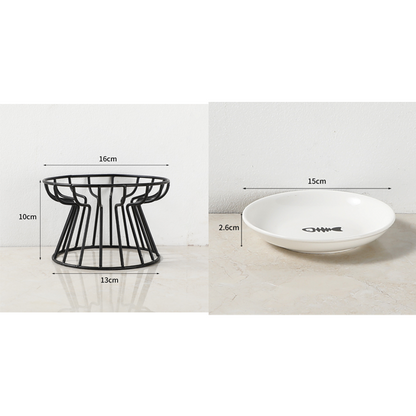 🐱 50% OFF! 🥣Elevated Ceramic Cat Bowl with Iron Stand – Promotes Healthy Posture, Non-Slip & Perfect for Dry & Wet Food 🐈