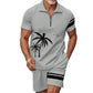 Men's Casual Zipper Shirt & Shorts Set