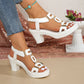 👡 50% OFF NOW! ✨ Women's Chunky Heel T-Strap Sandals – Elastic Slingback, Cushioned Platform & Metallic T-Strap – Day to Night Comfort 💃