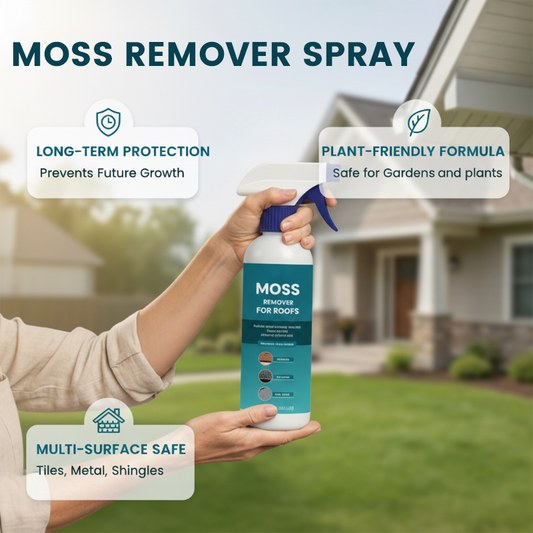🥳2026 HOT SALE🥳💞50K+ SOLD!🧴🌿 50% OFF! Multi‑Surface Moss Remover – Spray & walk away. Fast action, plant‑safe formula. Works on asphalt, tile & metal. Save your back, save your roof. No more green slime! ✅💚