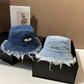 Buy 2 save £5    Stylish Layered Fray Denim Sun Protection Hat