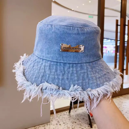 Buy 2 save £5    Stylish Layered Fray Denim Sun Protection Hat