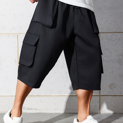 🩳 LIMITED-TIME 50% OFF! ✨ Men's Casual Cargo Capri Shorts – Large Pockets, Drawstring Waist, Relaxed Fit 🌿