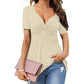 👚 LIMITED-TIME 50% OFF! 🎀 Women's V-Neck Twist Front Tunic – Flowy Peplum Hem, Soft Stretch Fabric ✨