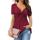 👚 LIMITED-TIME 50% OFF! 🎀 Women's V-Neck Twist Front Tunic – Flowy Peplum Hem, Soft Stretch Fabric ✨